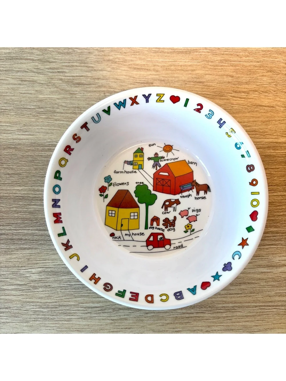 Vintage 1987 Anacapa Melamine Farm Children’s Dish Set Divided Plate, Bowl & Cup